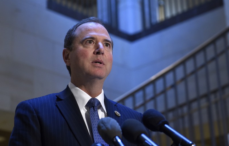 Rep. Adam Schiff, D-Calif. speaks to reporters on Capitol Hill in Washington. CREDIT: AP PHOTO/SUSAN WALSH