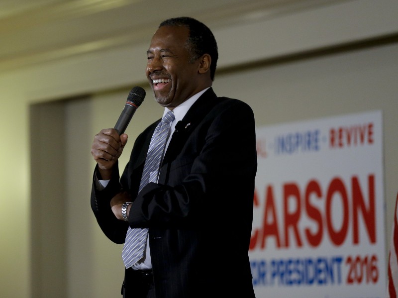Republican presidential candidate, Ben Carson speaks during a campaign event at the University of Iowa, Friday, Jan. 29, 2016 in Iowa City, Iowa. CREDIT: AP PHOTO/CHRIS CARLSON