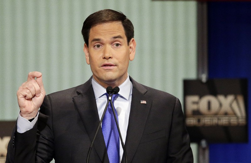Republican presidential candidate, Sen. Marco Rubio, R-Fla., speaks during the Fox Business Network Republican presidential debate at the North Charleston Coliseum, Thursday, Jan. 14, 2016, in North Charleston, S.C. CREDIT: AP PHOTO/CHUCK BURTON