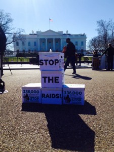 Immigrant activists delivered a box of petitions to the White House in February 2016. CREDIT: Esther Yu Hsi Lee