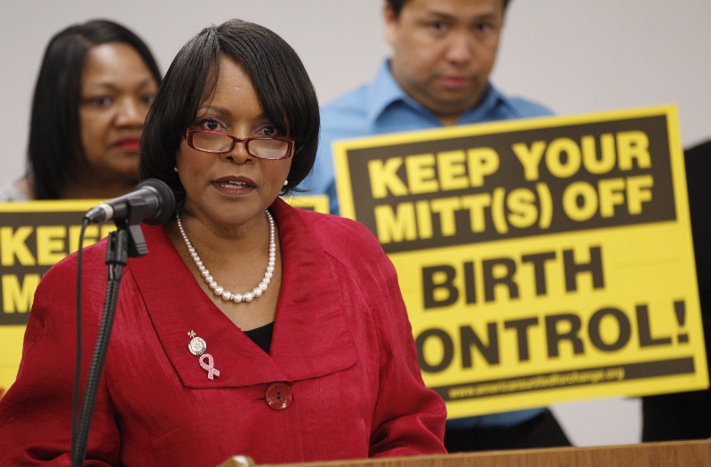 Oklahoma state Sen. Constance Johnson (D-Oklahoma City) speaks at a news conference in Oklahoma City, Tuesday, May 8, 2012. CREDIT: AP PHOTO, SUE OGROCKI