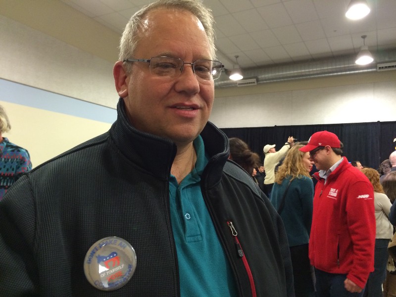 Michael DeLeon is in New Hampshire to grill presidential candidates about what they will do to address the epidemic of drug addiction and overdoses. CREDIT: ALICE OLLSTEIN
