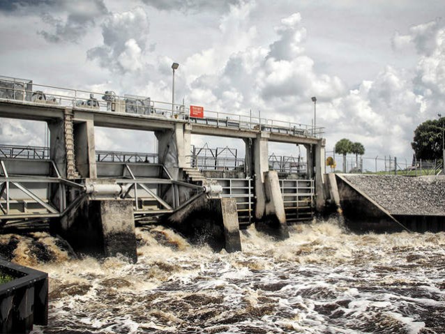 Lake water being discharged into local rivers. CREDIT: WPTV, Dale