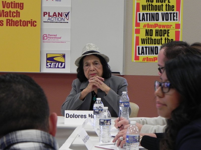 Labor leader Dolores Huerta organizes Latino voters in Las Vegas, Nevada. CREDIT: Alice Ollstein