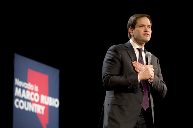 Marco Rubio stresses his own family’s immigrant experience in a speech in North Las Vegas. CREDIT: AP Photo/Jae C. Hong