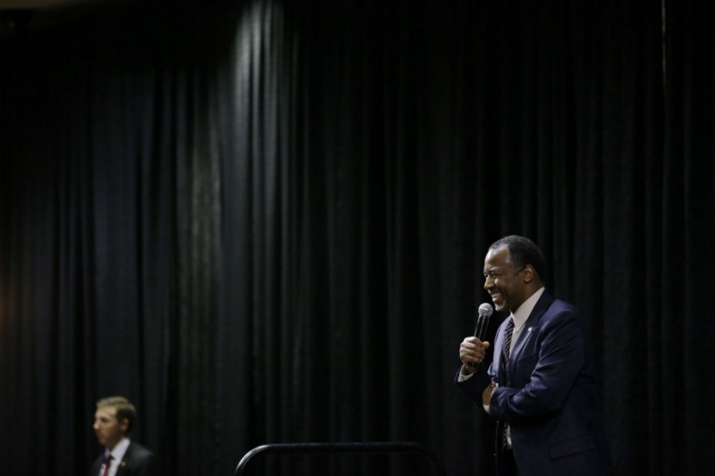 Republican presidential candidate Dr. Ben Carson smiles as he speaks during a town hall meeting Sunday, Feb. 21, 2016, in Reno, Nev. CREDIT: AP PHOTO/MARCIO JOSE SANCHEZ