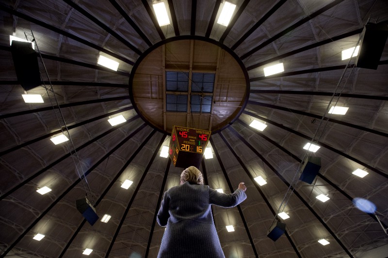 Are those high-efficiency lights? Clinton’s new plan would seek to lower building energy use. CREDIT: AP PHOTO/ANDREW HARNIK