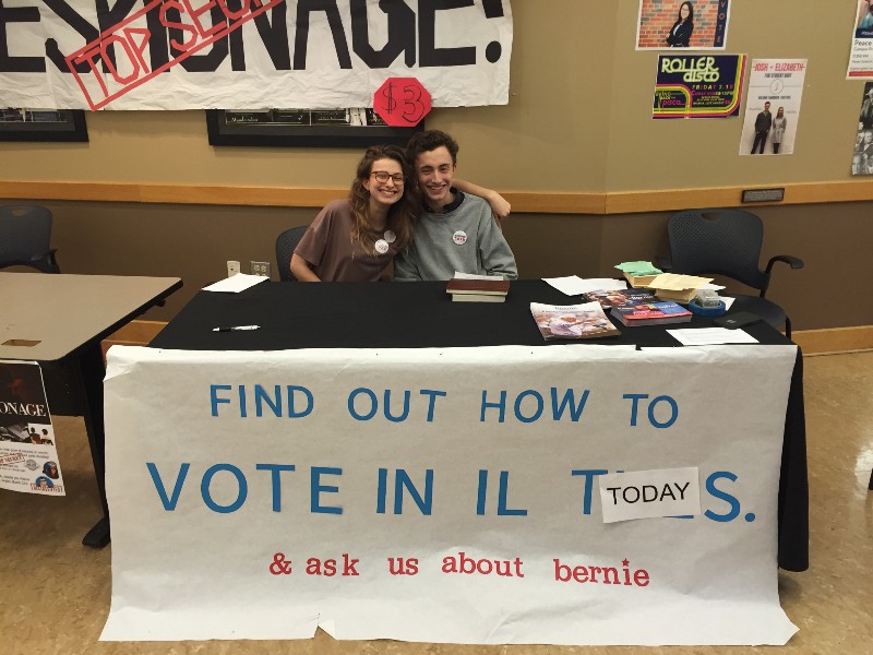 Wheaton College student Melissa Gray and her brother organized voter information efforts on the college campus. CREDIT: MORIAH GONZALEZ