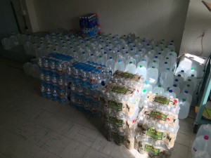 Part of the bottled water supply at Church of the Nazarene in Sebring, Ohio. CREDIT: Emily Atkin