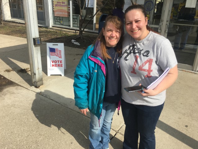 Keri Webber and Lee-Anne Walters outside City Hall. CREDIT: Kira Lerner