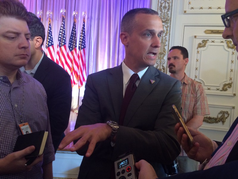 Corey Lewandowski speaks with reporters in Palm Beach, Florida on Friday. CREDIT: ALICE OLLSTEIN