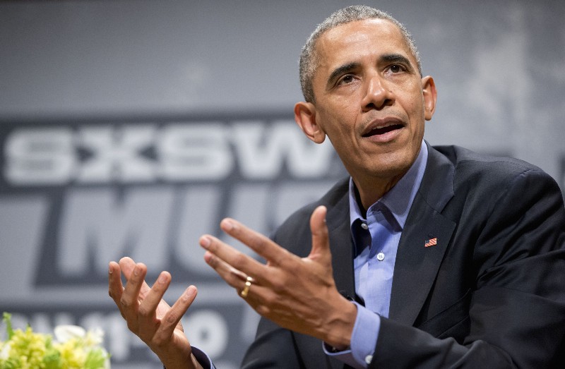 President Barack Obama speaks at the South by Southwest Festival (SXSW), Friday, March 11, 2016, at the Center for Performing Arts in Austin, Texas. CREDIT: AP PHOTO/PABLO MARTINEZ MONSIVAIS