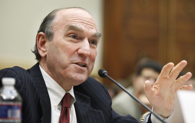 Elliott Abrams testifies on Capitol Hill in Washington, Wednesday, Feb. 9, 2011, before the House Foreign Affairs Committee. CREDIT: AP Photo/Manuel Balce Ceneta