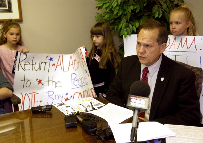 Alabama Chief Justice Roy Moore during a failed bid to become the state’s governor CREDIT: AP PHOTO/RAINIER EHRHARDT