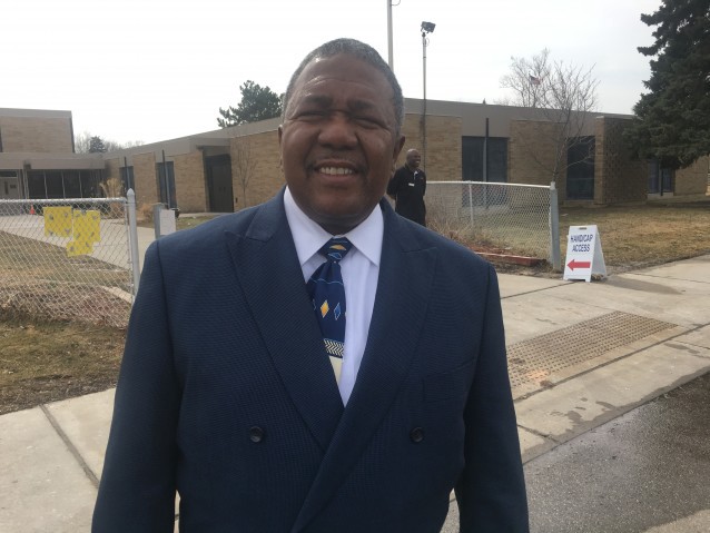 Pastor Kim Yarbor after voting in Flint. CREDIT: Kira Lerner