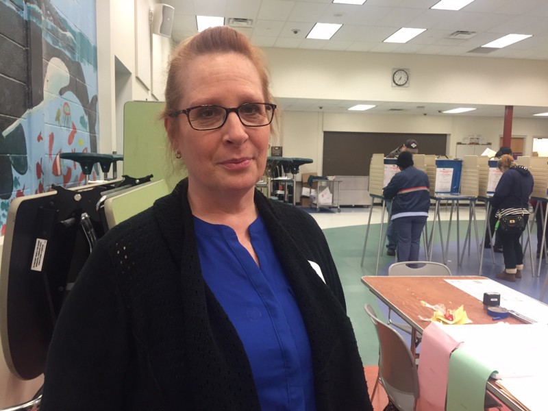 Tonya Gallardo, the presiding election judge at Louisa May Alcott School’s polling place, was threatened by a fellow pollworker on Tuesday. CREDIT: EMILY ATKIN