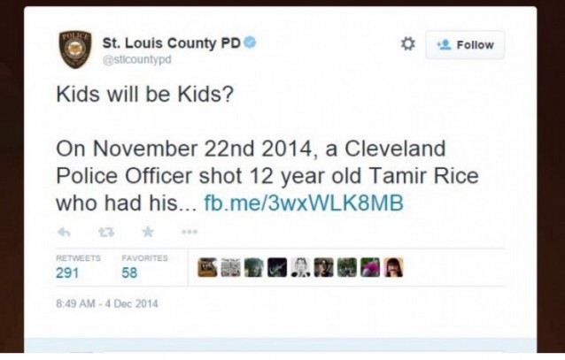 Screenshot of tweet from St. Louis County PD