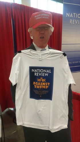 A Trump cut-out displayed by the National Review, a conservative magazine. CREDIT: Kira Lerner