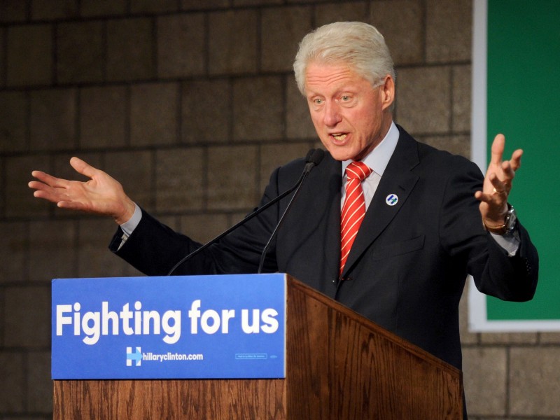 Former President Bill Clinton campaigns for his wife, Hillary Clinton, in New York CREDIT: DENNIS VAN TINE/STAR MAX