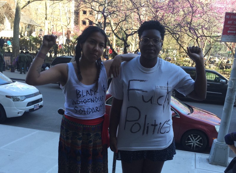 Aru and Maya Randolph stand on the steps of the courthouse after they were arraigned on Friday afternoon. CREDIT: EMILY ATKIN