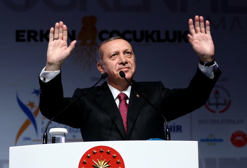 Turkey’s President Recep Tayyip Erdogan addresses the audience during an education congress in Istanbul, Sunday, March 20, 2016. CREDIT: KAYHAN OZER, PRESIDENTIAL PRESS SERVICE, AP