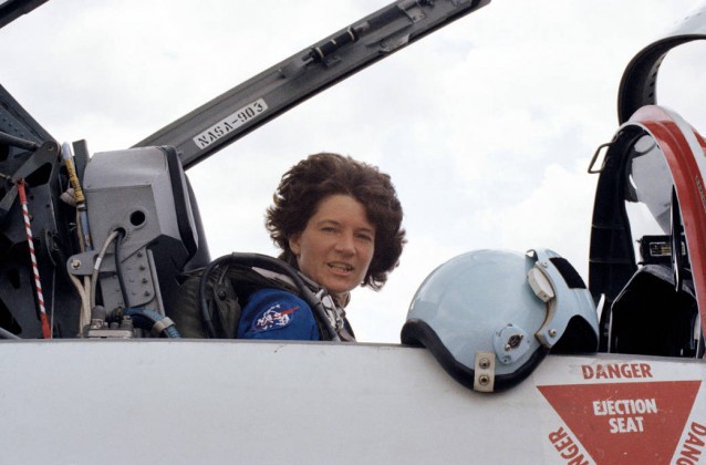 Sally Ride, the first woman in space, takes a last look at Houston before heading to Florida for launch. CREDIT: NASA