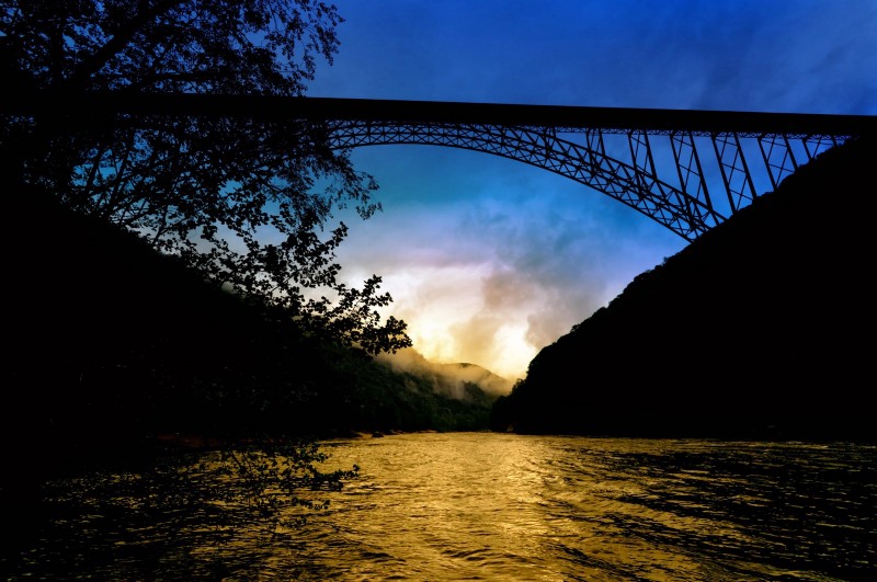 View of the New River bridge in Fayette County, West Virginia. A tributary of the New River has traces of endocrine disrupting chemicals associated with fracking, according to a new study. Researchers discovered the chemicals near a fracking fluid waste site. The New River is a local water source. CREDIT: BILL DICKINSON/FLICKR
