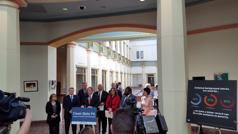 Pennsylvania lawmakers unveil legislation to automatically seal minor criminal records that currently keep citizens locked into long-term poverty. CREDIT: ALAN PYKE/THINKPROGRESS