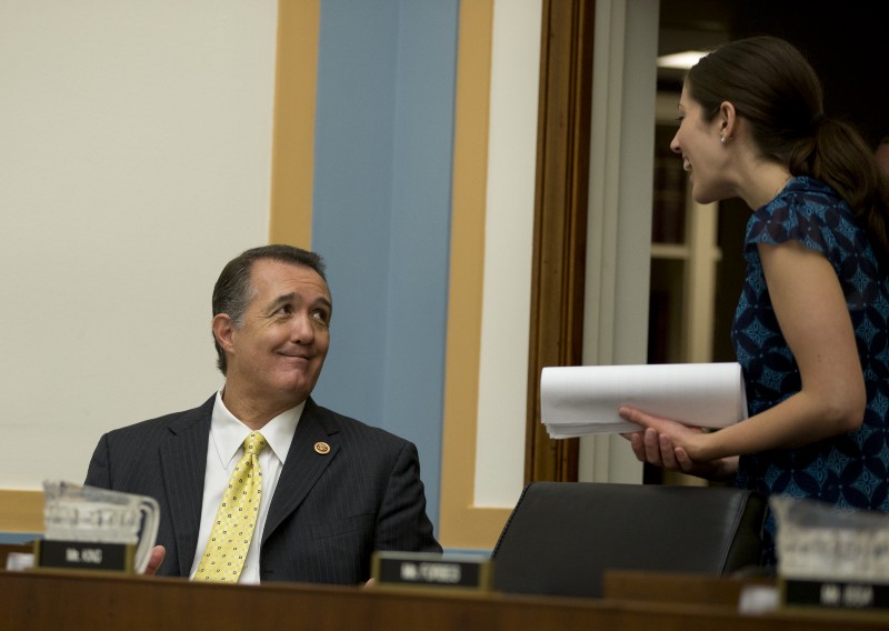 Rep. Trent Franks, R-Ariz., talk to a staff member as he attends the House Judiciary Committee hearing on Capitol Hill in Washington, Tuesday, June 18, 2013. CREDIT: AP PHOTO, CAROLYN KASTER