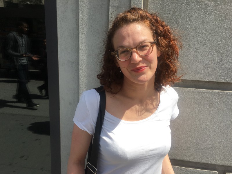 Brooklyn resident Sara Fay Bolouri outside the Kings County Board of Elections. CREDIT: KIRA LERNER