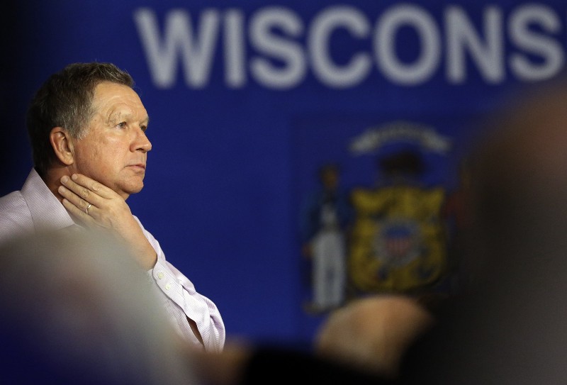 Republican presidential candidate, Ohio Gov. John Kasich listens to a question from the audience at a campaign stop at Veterans Terrace, Saturday, April 2, 2016, in Burlington, Wis. (AP Photo/Nam Y. Huh) CREDIT: AP PHOTO/NAM Y. HUH