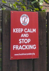 Signs opposing the project appear on most of the houses in the village. CREDIT: Samantha Page/ThinkProgress