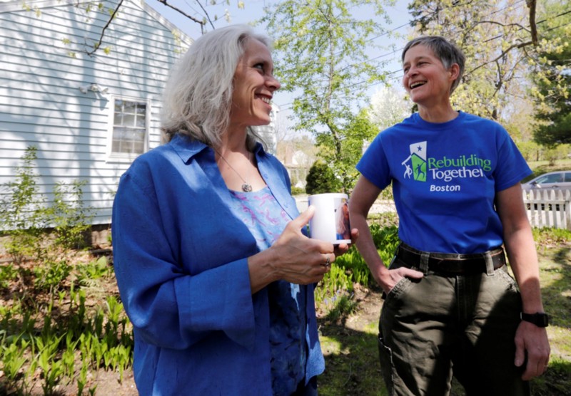 Robyn Ochs, who identifies as bi, with her wife of 12 years, Peg Preble. CREDIT: AP PHOTO/UNCREDITED