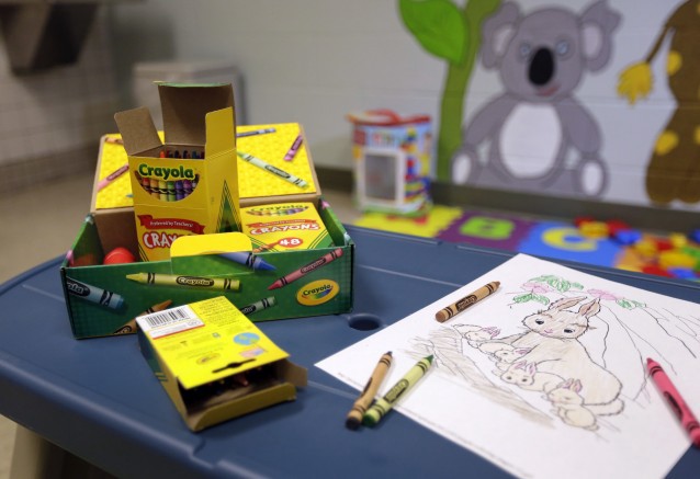 A play area is seen at the Karnes County Residential Center, Thursday, July 31, 2014, in Karnes City, Texas. Federal officials gave a tour of the immigration detention facility that has been retooled to house adults with children who have been apprehended at the border. Officials estimate the cost will be $140 a day per person. (AP Photo/Eric Gay) CREDIT: AP Photo/Eric Gay