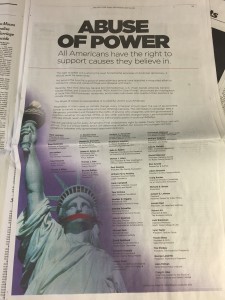 A group of conservative groups ran a full-page at in the New York Times on Wednesday criticizing New York’s investigation into the #ExxonKnew scandal.