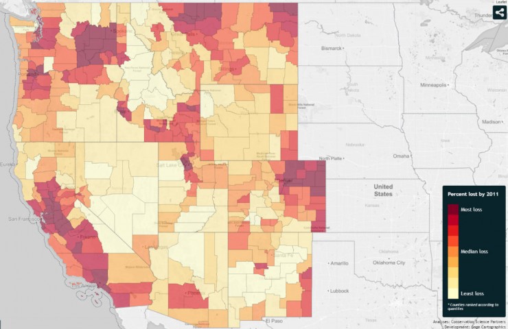 The redder the county, the more of its land has been developed. CREDIT: CAP and CSP