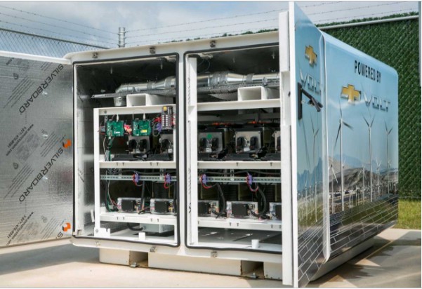 Used Chevy Volt Batteries Help New GM IT Building Use Solar And Wind Power. Via GM.