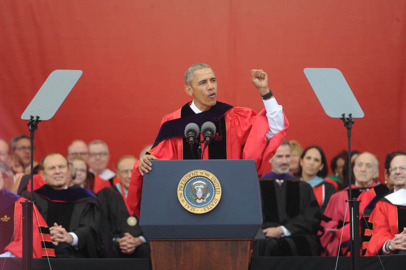 President Obama at a commencement ceremony at Rutgers University. CREDIT: AP PHOTO/DENNIS VAN TINE/STAR MAX