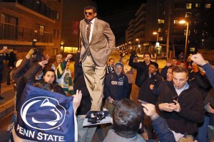 Penn State students rally for Paterno in 2015. CREDIT: Gene J. Puskar, AP