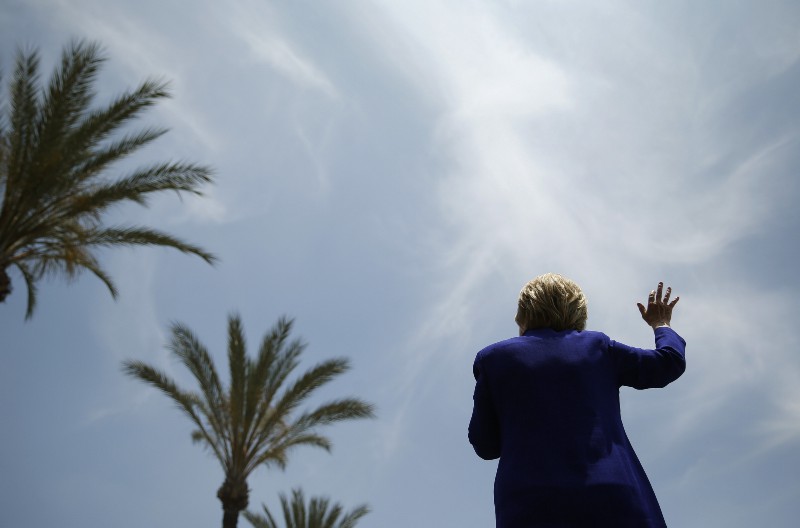 Democratic presidential candidate Hillary Clinton speaks at a rally, Monday, June 6, 2016, in Lynwood, Calif. CREDIT: AP PHOTO/JOHN LOCHER