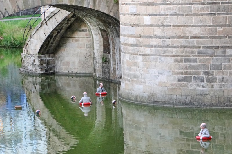 Artist Isaac Cordal’s installation Waiting for Climate Change, Nantes, France, 2013 CREDIT: FLICKR USER OBJECTIF NANTES