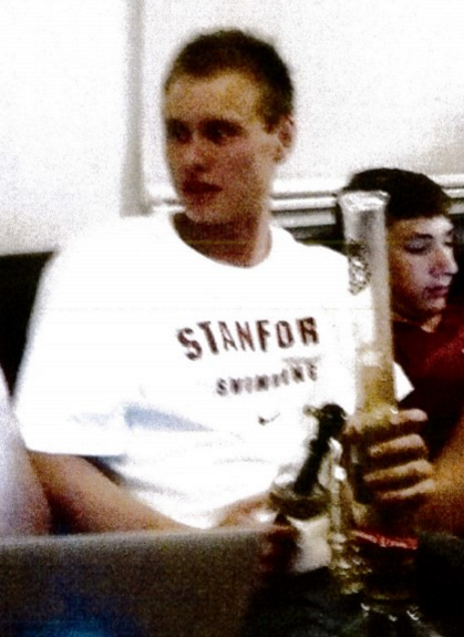 A photo of Turner smoking pot through a bong, used as evidence in the trial. CREDIT: Santa Clara Sheriff’s Department