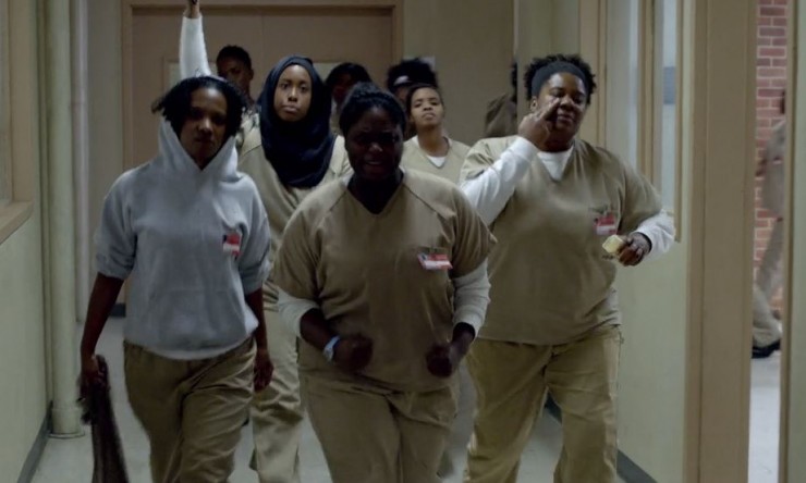 Janae, Taystee, Allison, and Black Cindy get ready to set it off. CREDIT: Netflix