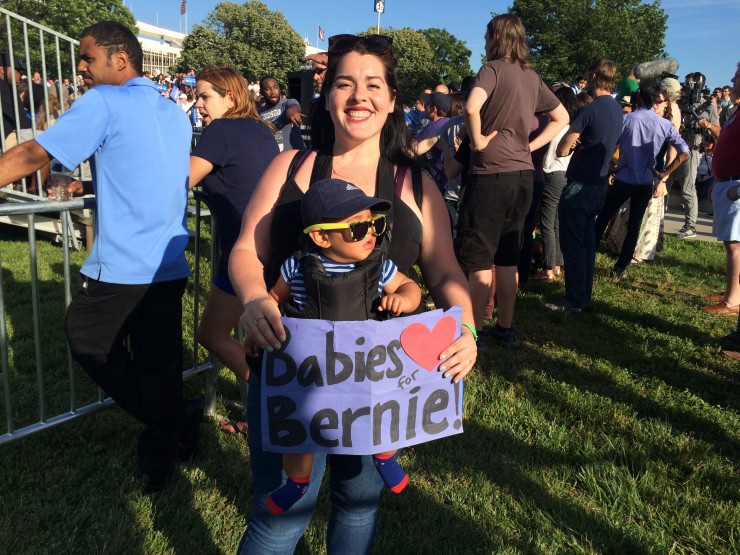Virginia resident Autumn Strawderman and her son Cassius at Sanders’ D.C. rally. CREDIT: Alice Ollstein