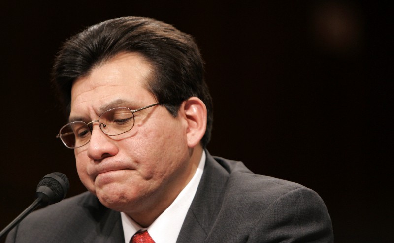 Attorney General Alberto Gonzales testifies before the Senate Judiciary Committee on Capitol Hill in Washington Thursday, April 19, 2007 about the controversial dismissal of eight U. S. attorneys. CREDIT: AP PHOTO/SUSAN WALSH