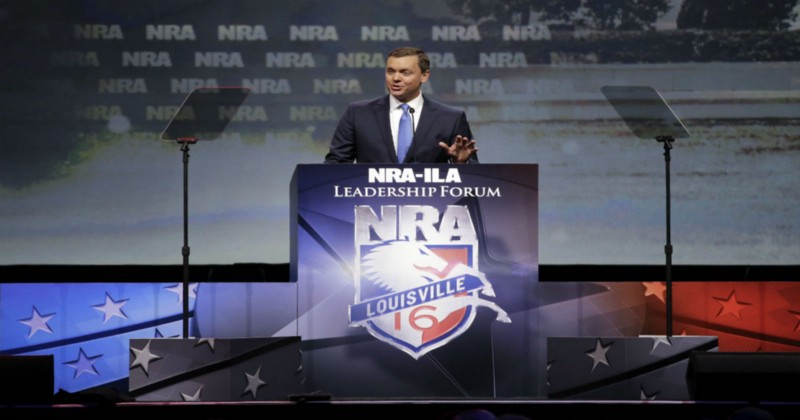 National Rifle Association executive director Chris W. Cox speaks at the National Rifle Association convention Saturday, May 21, 2016, in Louisville, Ky. CREDIT: AP PHOTO/MARK HUMPHREY