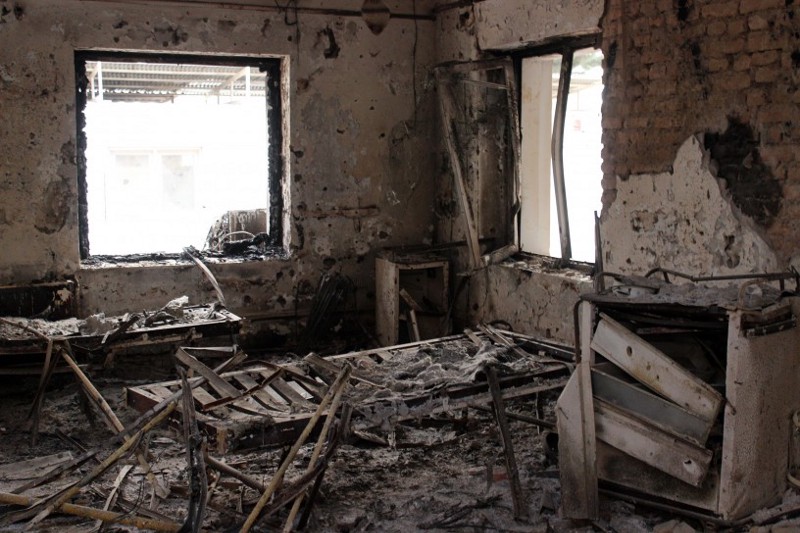 The MSF hospital was badly damaged after it was hit by a U.S. airstrike in Kunduz, Afghanistan. CREDIT: Najim Rahim via AP