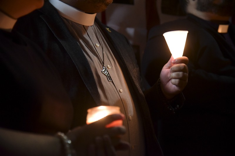 Residents carry out a vigil to honor the memory of the Puerto Ricans that died in the mass shooting at a nightclub in Orlando, Fla., at the Hato Rey LGBTT Community Center in San Juan, Puerto Rico, Tuesday, June 14, 2016. Dozens of people died at the ‘Pulse’ gay nightclub in Orlando, making it the deadliest mass shooting in modern U.S. history. (AP Photo/Carlos Giusti) CREDIT: AP PHOTO/CARLOS GIUSTI