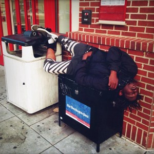 A man sleeping on the streets in D.C,’s Petworth neighborhood CREDIT: Thinkprogress/alejandro davila fragoso