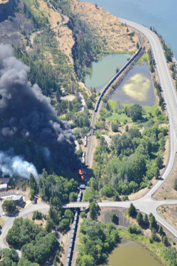 Another view of Friday’s derailment. CREDIT: Columbia Riverkeeper